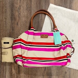 Kate Spade Stevie Baby Bag Oak Island Stripe with Dust Bag